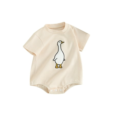 

Niceyoeuk Infant Baby Summer Jumpsuit Cartoon Duck Print Short Sleeve Romper