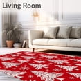 thumbnail image 2 of ODIKA 3'x5' Machine Washable Non-Slip Area Rug, Festive Snowy Evergreen Needlework Project Holiday High Traffic Rug with Pad, Red, 621517, 2 of 8
