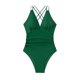 thumbnail image 1 of Traje de Baño de Color Sólido de las Mujeres, Nuevo Sexy Plisado Espalda Hueca Delgada una Pieza para la Playa Y la Piscina, Traje de Baño de Nylon Retro, 1 of 8