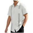 thumbnail image 2 of Mens Cuban Guayabera Shirt Short Sleeve Button Down embroidered Shirts Casual Summer Hawaiian Tops with One Pocket, 2 of 5