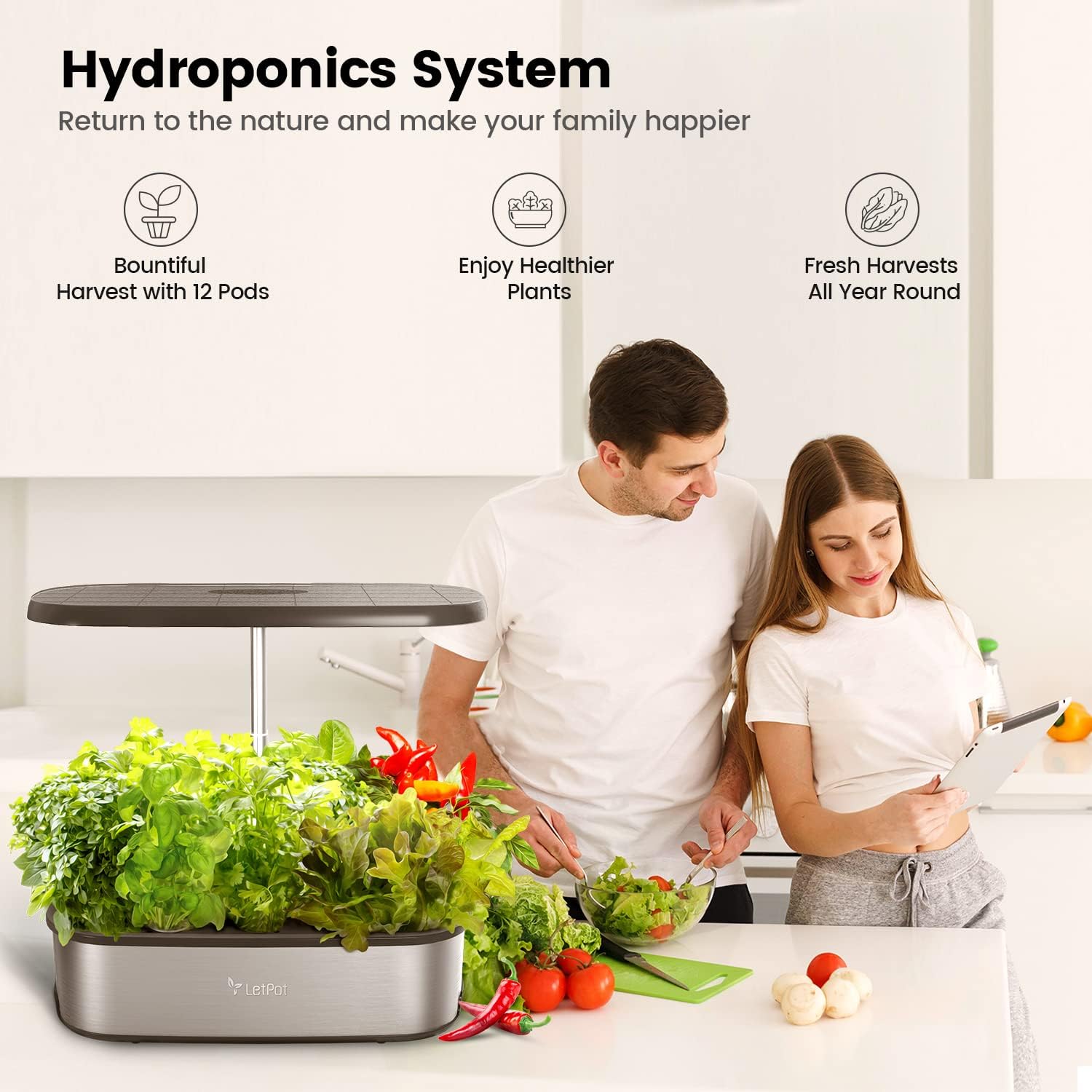 LetPot 12-Pod Smart Hydroponics System SE Indoor Growing System, APP-Controlled Herb Garden Kit, 5.8lb