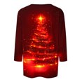 thumbnail image 4 of Womens Christmas Tops 3/4 Length Sleeve Crew Neck Xmas Tree Printed Graphic Tee Shirts Holiday Casual T-shirt (S, Red 02), 4 of 5