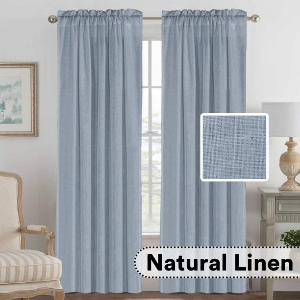 Rich Linen Curtains SemiSheer for Bedroom/Living RoomRod Pocket