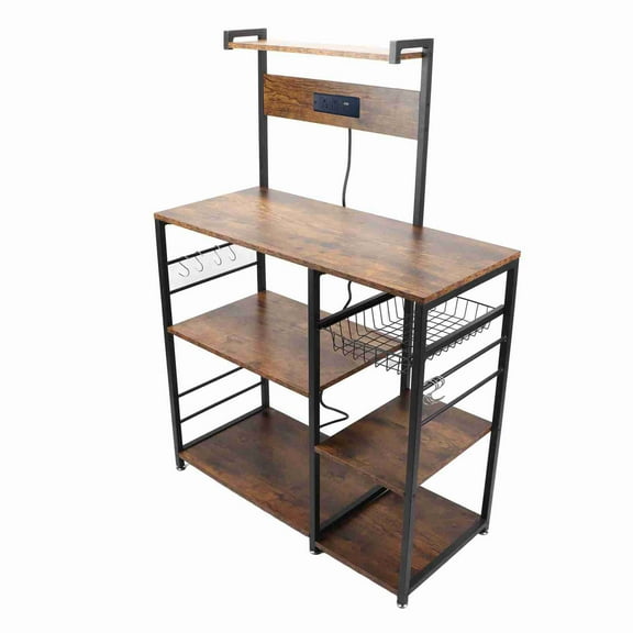 Microwave Oven Stand, Kitchen Utility Storage Shelf Coffee Bar Station Multi Tier  For Pots