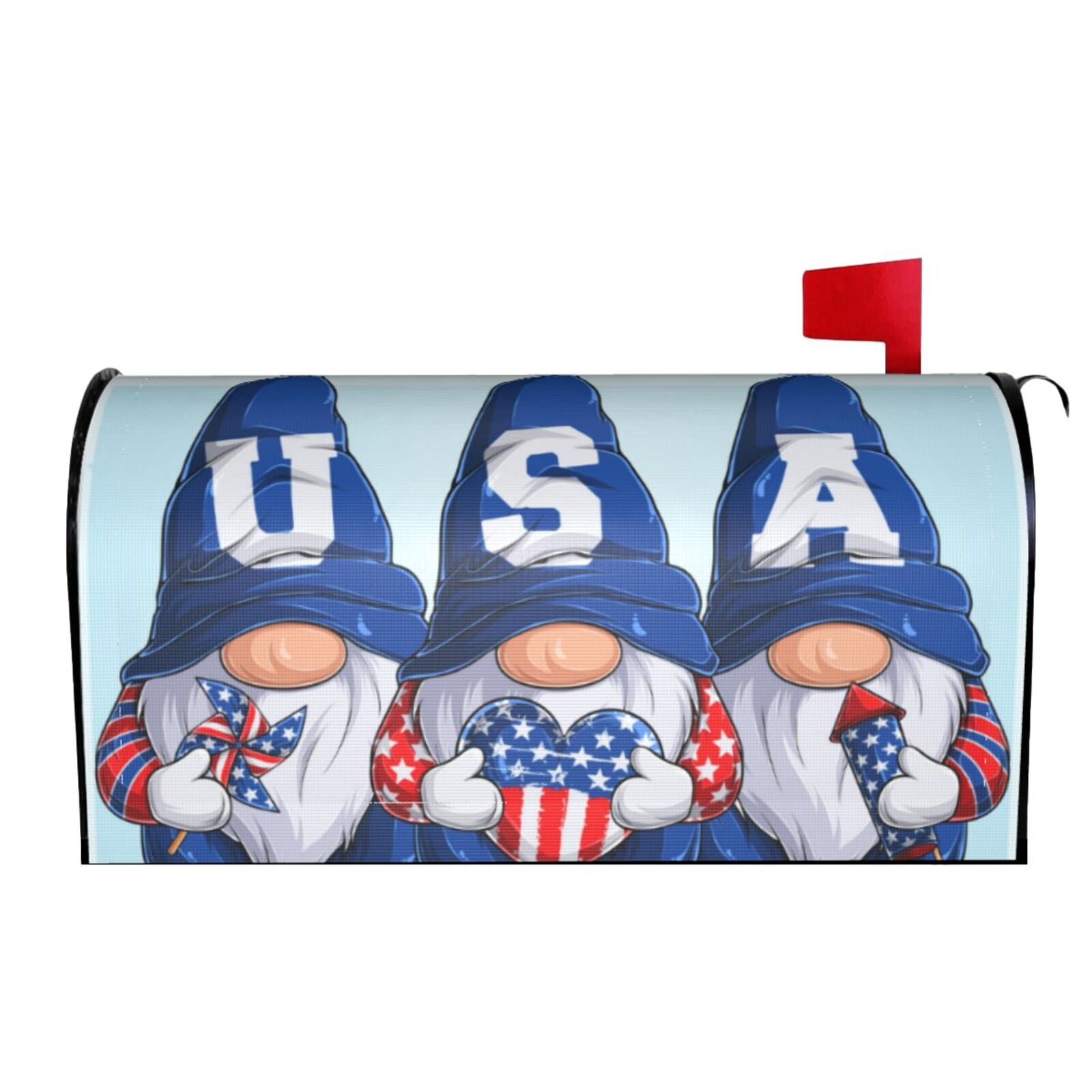 Picia Cute Gnomes in USA Magnetic Mailbox Cover Standard Size-25.5x21 in