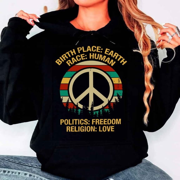 Unity Peace Love Human Equality Inspired Message Unisex Hoodie up to 5XL