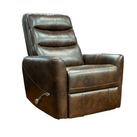 Aki 36 Inch Swivel Manual Recliner Chair, Luxury Plush Brown Faux Leather