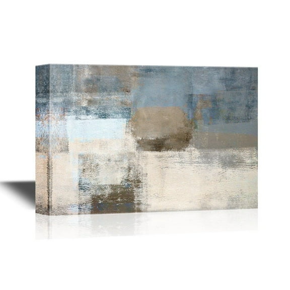 wall26 - Canvas Wall Art - Abstract Grunge Blue and Grey Color Composition - Gallery Wrap Modern Home Art | Ready to Hang - 16x24 inches