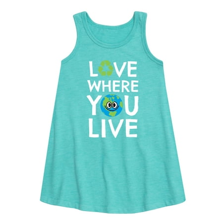 

Instant Message - Love Where You Live Earth - Toddler and Youth Girls A-line Dress