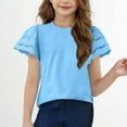 thumbnail image 7 of Mgmyaa Girls' Summer T Shirts Crewneck Ruffle Short Sleeve Cute Casual Tops 3-14 Years, 7 of 7