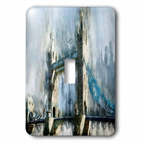 3dRose, Image of Watercolor Of Tower Bridge in London, single toggle switch