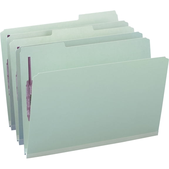 Smead® Pressboard Fastener Folders With SafeSHIELD® Coated Fasteners, 1" Expansion, Legal Size, 100% Recycled, Gray/Gree