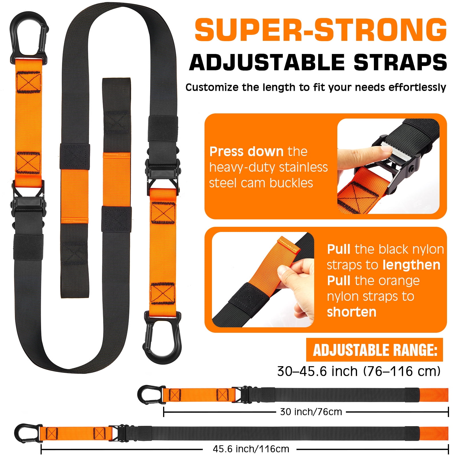 Zacro Resistance Training Kit, Adjustable Fitness Straps Trainer for Full Body Workout up to 600lbs, Bodyweight Resistance Straps with Handles, Door Anchor, for Home Gym Workout Equipment - Orange