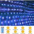 thumbnail image 4 of 4.9ft x 4.9ft Solar Net Mesh Lights, 96LED Waterproof Christmas Lights 8 Modes with Remote Decorative Lights for Garden Yard Bush Holiday New Years Party, Blue, 4 of 8