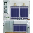 thumbnail image 2 of Navy Blue White Short Blackout Curtains 36 Inch Long Geometric Greek Style Abstract Art Rod Pocket Kitchen Curtains, 2 Panels Thermal Insulated Room Darkening Drapes for Bedroom, 30"W x 36"L, 2 of 5