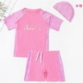 thumbnail image 2 of YunPes Children's Swimming Swimsuit Summer Swimsuit Short Sleeved Split Swimsuit Swimming Cap Three Piece Set Boy Swim Suit Size 14, 2 of 8