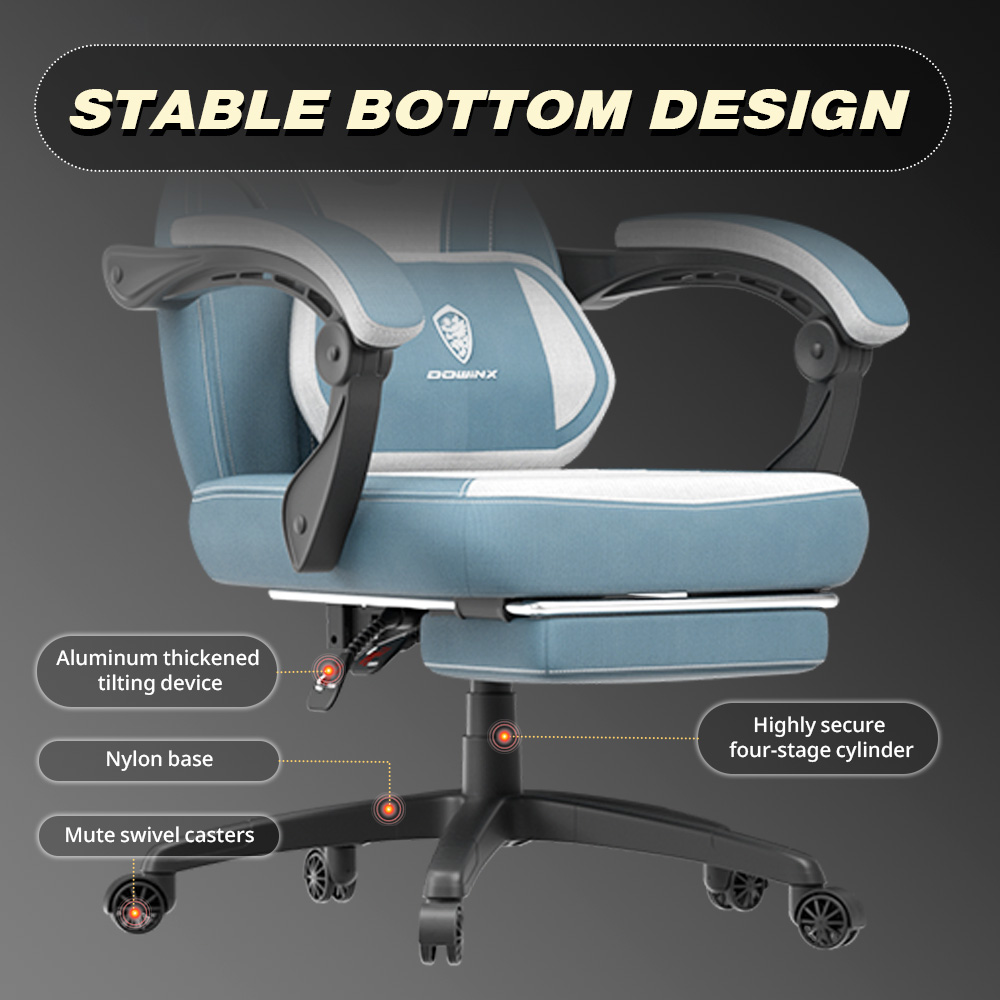GOOSEA Gaming Chair with Footrest and Lumbar Massage, High Back Ergonomic Computer Desk Chair, Big and Tall Office Chair with Retractable Footrest, 300lbs, Blue