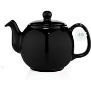 SAKI Porcelain Teapot, 48 Ounce Tea Pot with Infuser, Loose Leaf and Blooming Tea Pot - Black