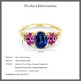 thumbnail image 4 of Gem Stone King 2.64 Ct Oval Blue Created Sapphire Pink Created Sapphire 10K Yellow Gold Ring (Size 6), 4 of 4