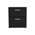 thumbnail image 2 of 2 Drawers Bedroom End Table, Black - Modern Compact Side Table With Metal Handles In Space Saving, 2 of 4