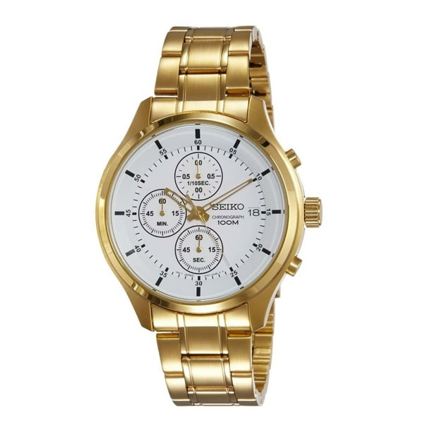 Seiko SKS632 Gold Stainless Steel White Dial Men's Chronograph Watch -  