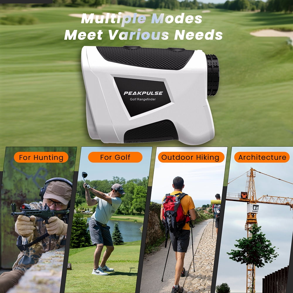 PEAKPULSE Laser Golf Range Finder with Slope 650 Yards Rangefinder Angle Slope Measurement Flag Pole Locking with Magnetic Pearl White