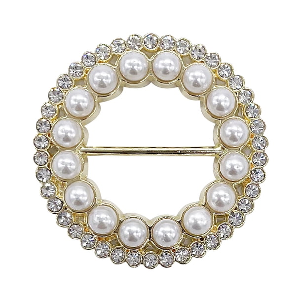 Fiudx Hebilla para Broches de Camisa con Perlas para Bufandas, Ideal para Vestidos de Novia y Damas de Honor