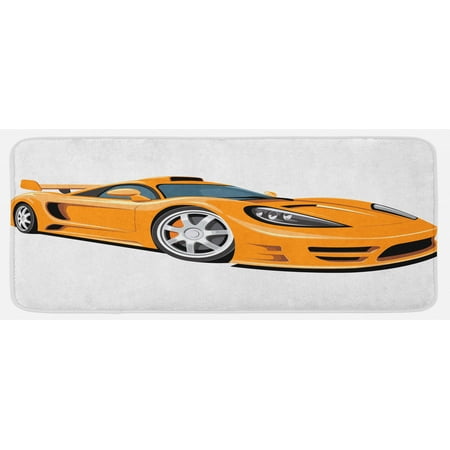

Cars Kitchen Mat Orange Sports Car Fast Racing Roadster Modern Automotive Technology Plush Decorative Kitchen Mat with Non Slip Backing 47 X 19 Pale Orange Black Grey by Ambesonne