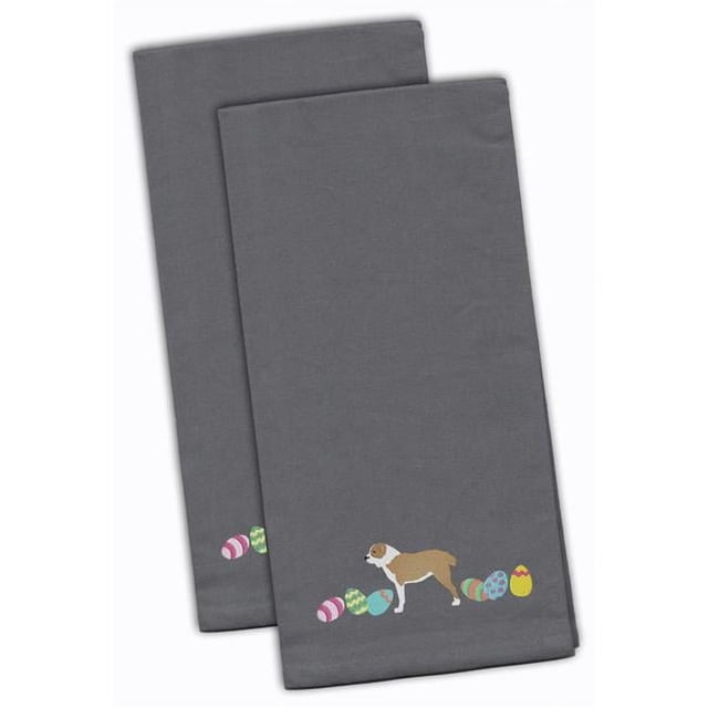 Carolines Treasures CK1623GYTWE Central Asian Shepherd Easter Gray Embroidered Kitchen Towel - Set of 2