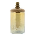 thumbnail image 6 of DecMode 8", 11"H Gold Glass Decorative Jars with Wood Lids, 2-Pieces, 6 of 8