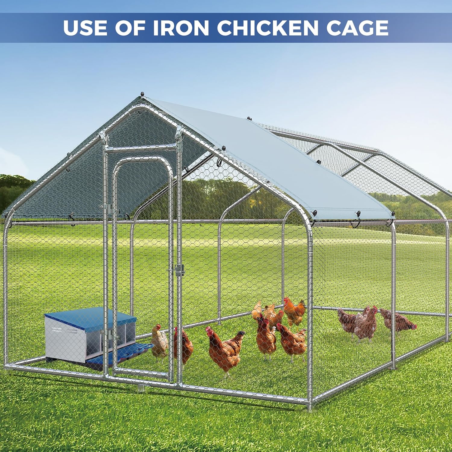 Sunvasagoo Zinc Alloy Chicken Nesting Box, 3/4 Hole Roll Away Egg Laying Box w/ Removable Tray, Wall Mount or Freestanding