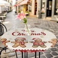 thumbnail image 6 of Gingerbread Christmas Round Tablecloth for 45-54 Inch Tables,Fitted Table Cover with Elastic Edge,Red Snowflake Golden Winter Xmas Waterproof Outdoor Table Cloth Protector for Patio Garden Dinner, 6 of 9