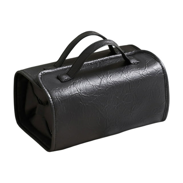 Minnieouse Bolso del artículo de tocador del viaje de la prenda impermeable de la PU con el bolso cosmético del viaje compacto y conveniente de Bolsas de maquillaje negro