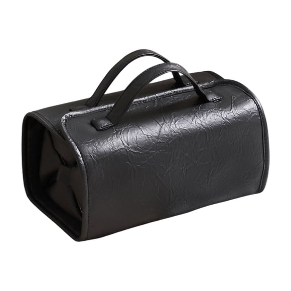 Minnieouse Bolso del artículo de tocador del viaje de la prenda impermeable de la PU con el bolso cosmético del viaje compacto y conveniente de Bolsas de maquillaje negro