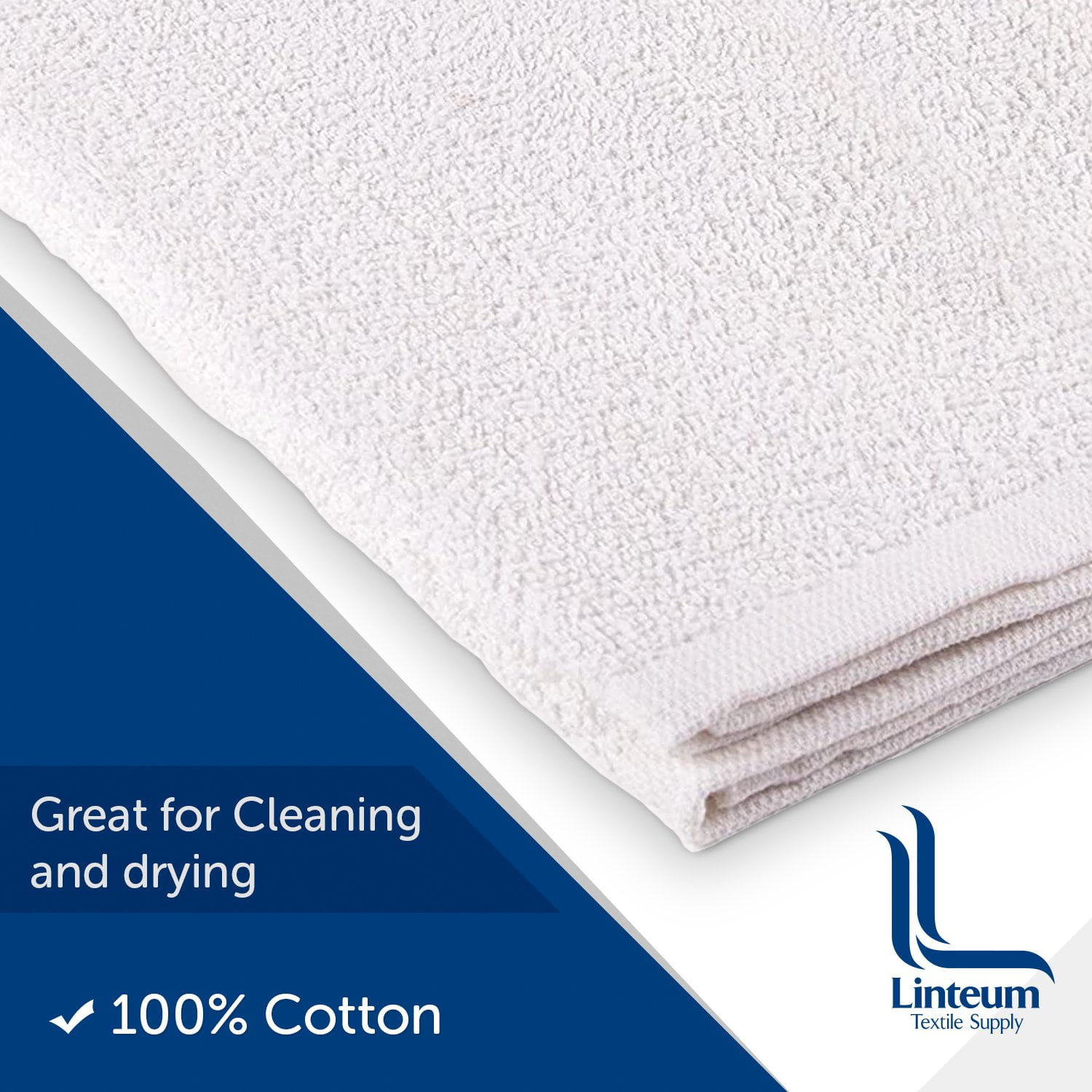 Oakias 100% Cotton White Bar Mop Towels - 12 Pack Kitchen Towels - 16 x 19  Inches- Highly Absorbent Multi-Purpose Cleaning Towels and Bar Rags