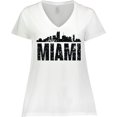 thumbnail image 3 of Inktastic Miami Skyline Grunge Women's Plus Size V-Neck T-Shirt, 3 of 5