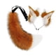 thumbnail image 2 of Conjunto de diadema con orejas y cola de animal para Halloween, fiestas de disfraces y carnaval. Rojo Marrón Blanco, 2 of 9