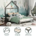 thumbnail image 3 of SESSLIFE Full Platform Bed Frame with House-shaped Headboard, Wood Slat Support, Mattress Foundation, No Box Spring Needed, Easy Assembly, Gray, 3 of 10