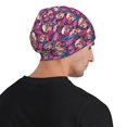 thumbnail image 5 of Xecao Skull rose blue flower Print Beanie Knitted Hat for Men Women, Winter Fashion Knit Cuffed Caps Unisex, 5 of 7