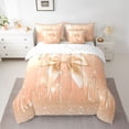 thumbnail image 2 of Feelyou Kawaii Bowknot Orange Bedding Comforter Set 7pcs, Fashion Sequin Print King Bedding Sets, Teens Kids Girls Women Reversible Bed Sheets, Microfiber Bedroom Decor, 2 of 8