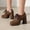 Brown, variant on Womens Block Heel Platform Lace Up High Heels Ankle Booties Wingtip Vintage Dress Shoes