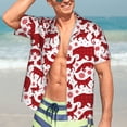 thumbnail image 5 of KLL Men's Hawaiian Shirt Short Sleeve Button Down Beach Shirts-red plaid Moose Bunny bear, 5 of 5
