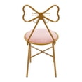 thumbnail image 3 of TOOL1SHOoo 30.7" Vanity Stool Metal Bow Tie Makeup Chair Velvet Sitting Stool w/ Backrest for Girls' Bedroom Pink, 3 of 8