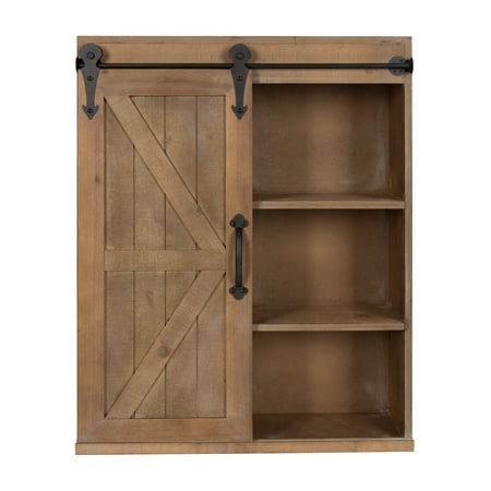 Kate And Laurel Cates Wood Wall Storage Cabinet With Sliding Barn