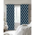 thumbnail image 3 of Lake Blue Morocco Blackout Curtains 96 Inches Length, Farm Country Moroccan Geometric Plaid Window Treatment Thermal Insulated Drapes for Bedroom Living Room 2 Panels 104x96 Inches, 3 of 8