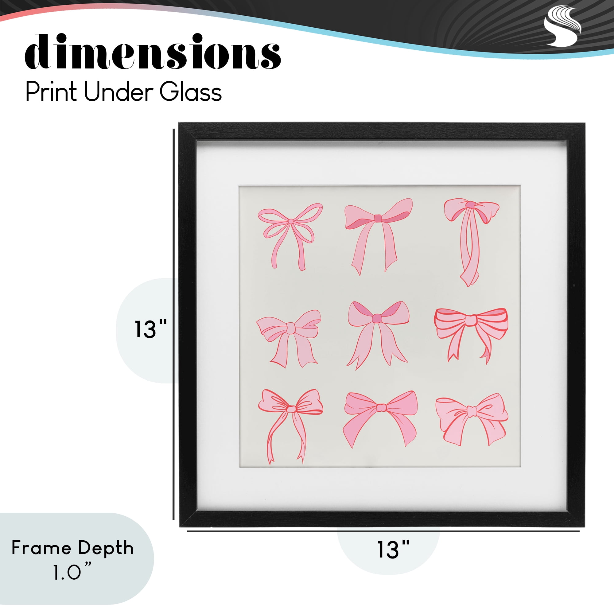Stupell Industries Pink Coquette Ribbons Black Framed Print Under Glass, design by Emily Navas