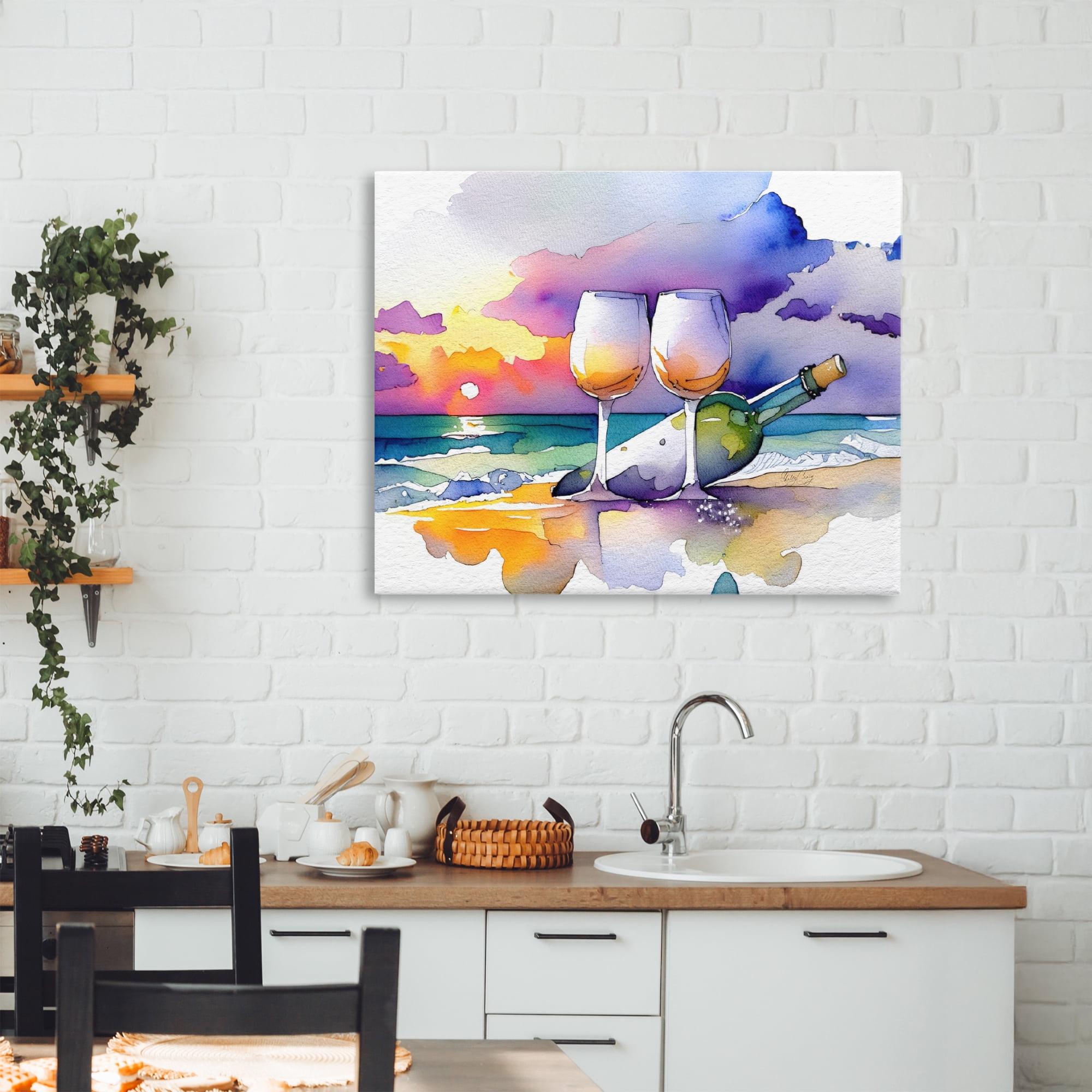 Stupell Industries Coastal Cheers with Wine Canvas Wall Art, design by Shelly Craig