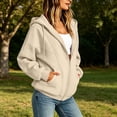 thumbnail image 5 of Ghalytn Women Drawstring Full Zip Hooded Jacket Seam Stitch Raglan Long Sleeve Side Pocket Loose Casual Sweatshirt, 5 of 8