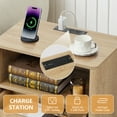 thumbnail image 4 of Wirrytor Set of 2 Modern Nightstands with Charging Station and Storage Drawers, Fluted Bedside Table for Bedroom Furniture and Living Room Sofa, Large Oak End Table with Open Shelf, 4 of 8