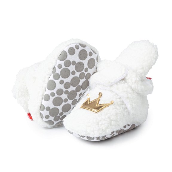 Hurxie Unisex Baby Girl Boy Slippers Lightweight Non-Slip Indoor Moccasins House Shoes Toddler Booties White 12 Months